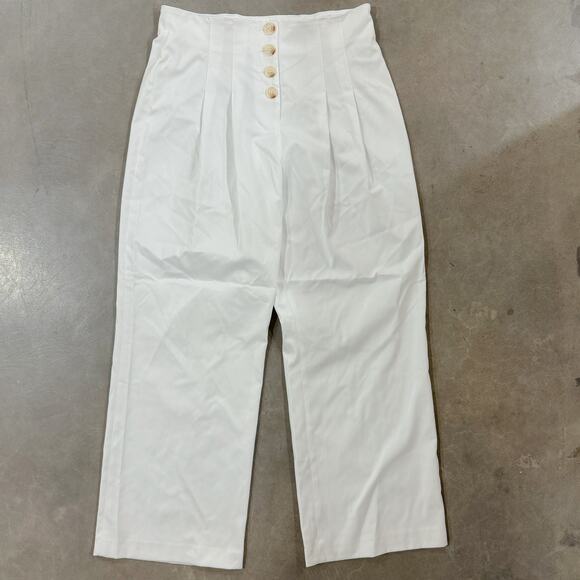 Antonio Melani Tiana Straight Leg Button Fly High Rise Pants Slacks White 14 NWT - Picture 1 of 10